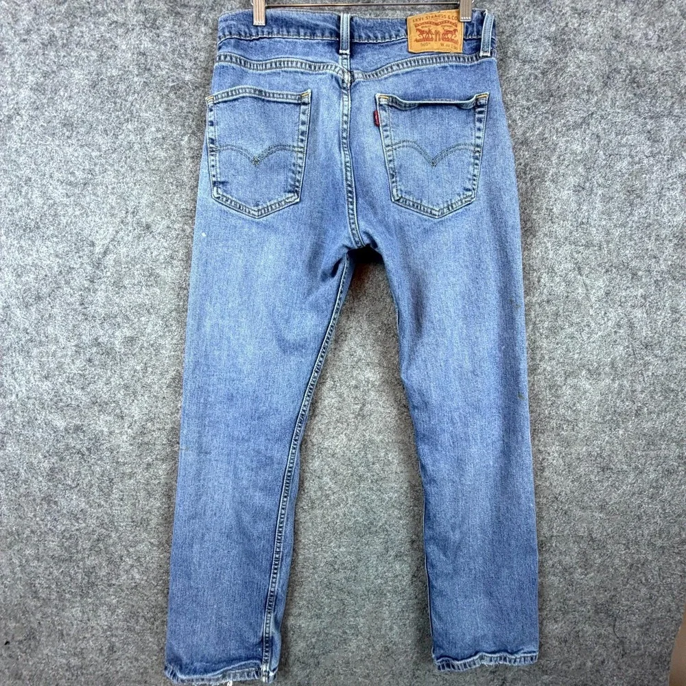 Levi's 505 Jeans Mens 32 Blue Denim Medium Wash Mid Rise Straight Leg Distressed